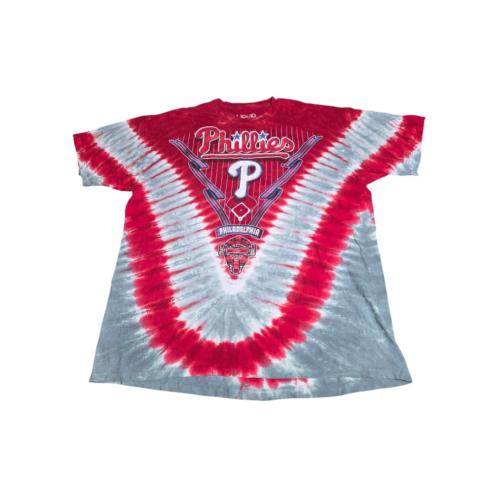 Liquid Blue Philadelphia Phillies Tie Dye T-Shirt Mens XXL Red Grey MLB Graphic - Picture 2 of 7